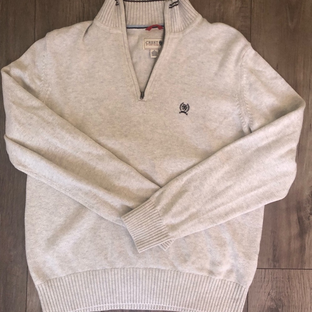 Tommy Hilfiger Men's Light Gray Zip-Up Sweater